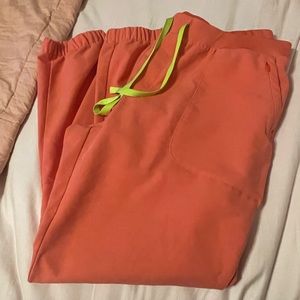 Figs Hot Coral Scrub Joggers